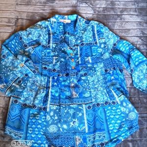 Southern Lady Blue and White Top